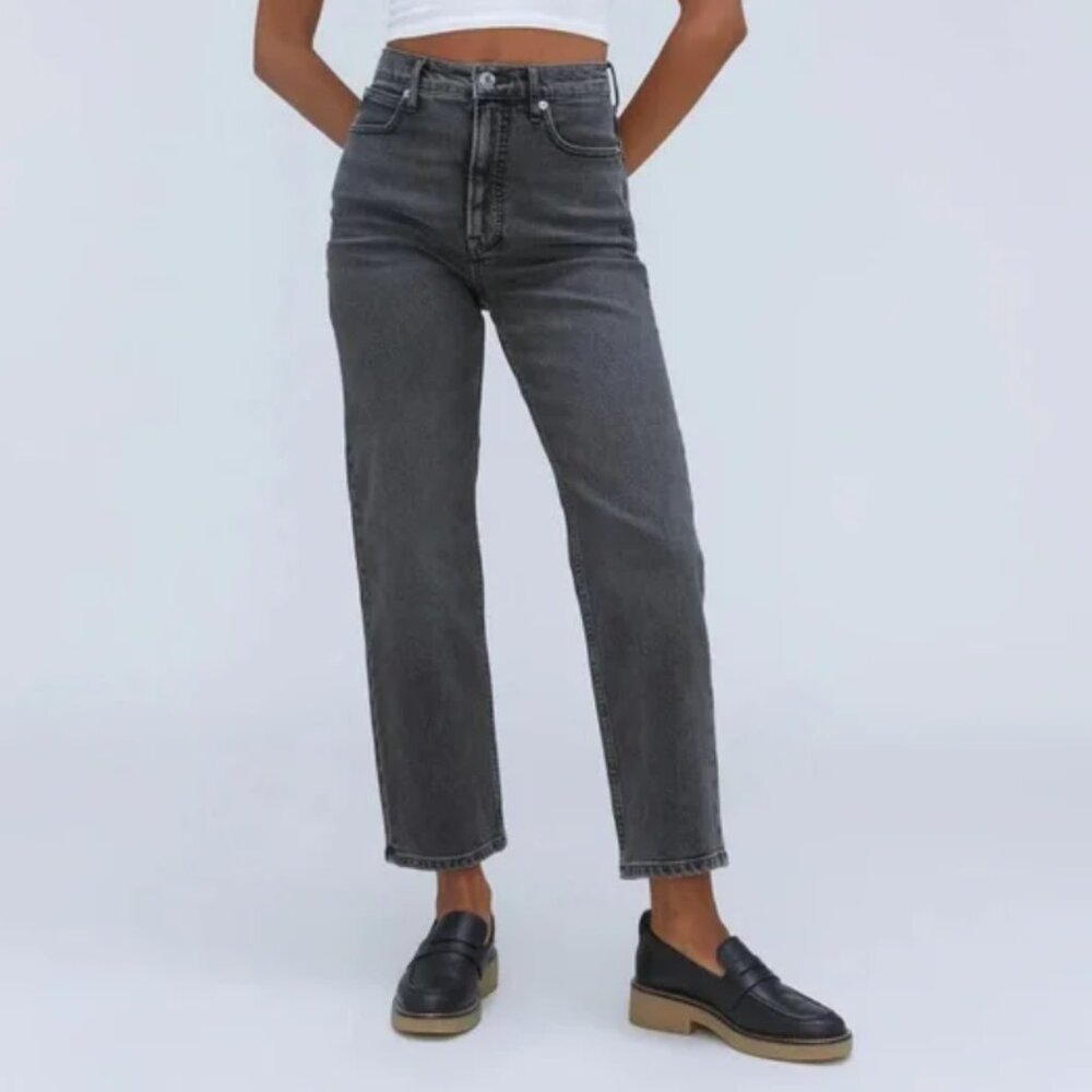 Everlane Way High Jean Organic Cotton Washed Black, sz 27